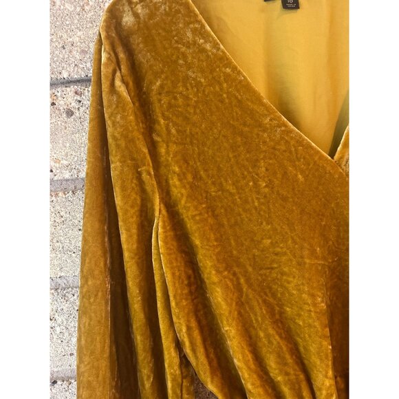J. Crew Golden Velvet Wrap Blouse With Tie Waist Long Sleeves V-Neck Women’s Siz - Picture 4 of 8
